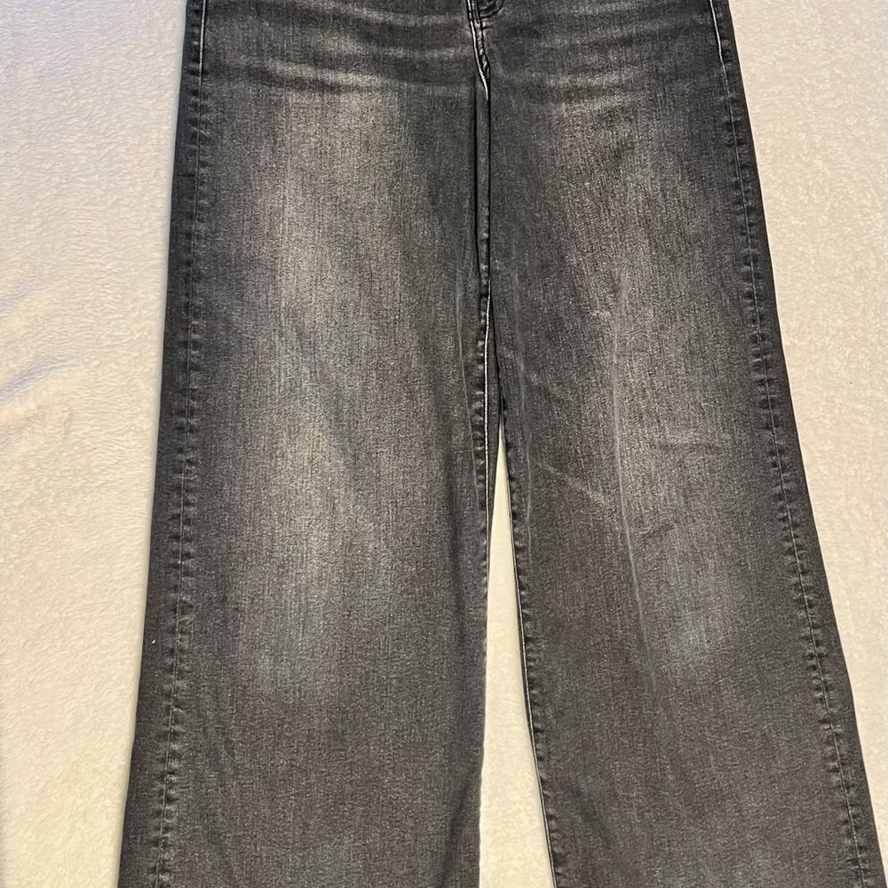 FRAME Le Slim Palazzo Raw Fray Wide Leg Jeans Black Women’s 28